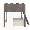 Twin Size Rustic Loft Bed with Two Drawers,Gray