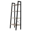 4 Tiers Industrial Ladder Shelf, Bookshelf, Storage Rack Shelf for Office, Bathroom, Living Room, Gray Color RT