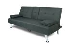 FUTON SOFA BED SLEEPER DARK GREY FABRIC