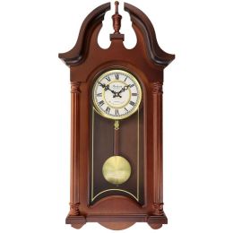 Bedford Clock Collection Delphine 27 Inch Mahogany Chiming Pendulum Wall Clock