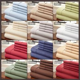 6-Piece Luxury Soft Bamboo Bed Sheet Set in 12 Colors (Pack of 1)