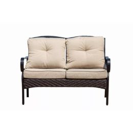 48" X 29" X 35" Black Steel Sofa with Beige Cushions (Pack of 1)