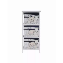12.5" x 16" x 35.5" White, Blue - Portable 3 Drawers (Pack of 1)
