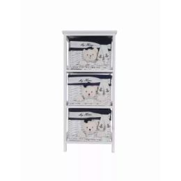 12.5" x 16" x 35.5" White, Blue - Portable 3 Drawers (Pack of 1)