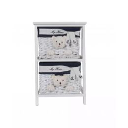 12.5" x 16" x 25" White, Blue - Portable 2 Drawers (Pack of 1)