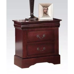Cherry Finished Wooden Nightstand w/ 2 Drawers (Pack of 1)