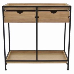 Plutus Brands Storage Unit 2 Drawers + 1 Shelf Black Metal Frame, Wood Drawers + Shelves (Pack of 1)