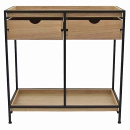 Plutus Brands Storage Unit 2 Drawers + 1 Shelf Black Metal Frame, Wood Drawers + Shelves (Pack of 1)