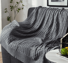 100% Cotton Solid Knitted Blanket Nordic Simplicity Throw for Bed Sofa Spring/Autumn Office Shawl 12 Colors Travel Knit Blanket (China) (Color: Smoke gray, size: 180Ãƒâ€”200cm)