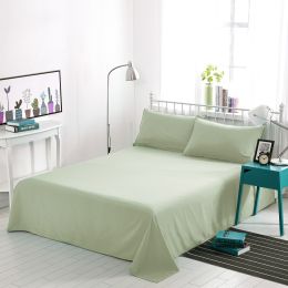 Shenggao bedding solid three.1.2m1.5m1.8m2.0m + double sheets pillowcase three piece (Color: Green, Size-Style: 230x250-Pillow case)