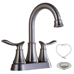 Bathroom Vanity Modern Trending 4" 2-Handle Centerset Basin Faucet (Color: Brushed Nickel, Type: Basin Faucet)