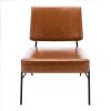Wire Metal Frame Slipper Chair, Armless Accent Chair Lounge Chair for Living Room, Bedroom, Home Office
