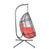 {Only Pick Up} Outdoor Furniture, PE Rattan Hanging Swing Chair With Stand, Water-resistant Cushion