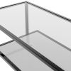 Modern, Minimalist Design Living Room Coffee Table, Metal with Stained White Tempered Glass, 2-Tier Sofa Cocktail Tables