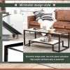 Modern, Minimalist Design Living Room Coffee Table, Metal with Stained White Tempered Glass, 2-Tier Sofa Cocktail Tables