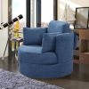 New Swivel Accent Barrel Modern Sofa Lounge Club Round Chair Linen Fabric for Living Room Hotel with 3 Pillows and storage