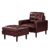 Modern Air Leather and PVC Accent Sofa Chair and Ottoman for Living Room Hotel