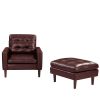 Modern Air Leather and PVC Accent Sofa Chair and Ottoman for Living Room Hotel