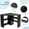 Corner Computer Desk Triangle Writing Workstation with Storage Shelf