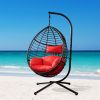 {Only Pick Up} Outdoor Furniture, PE Rattan Hanging Swing Chair With Stand, Water-resistant Cushion