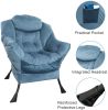 Accent Chair Lazy Reclining Armchair with Removable Metal Legs and High-Density Foam, Comfy Upholstered Single Sofa Chair for Living Room